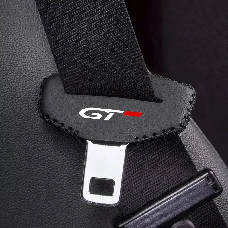 PU Leather Car Seat Belt Buckle Clip Cover Protector Anti-Scratch Case 2pcs For Peugeot GT GTLINE GTI 508 5008 3008 208 2008 308