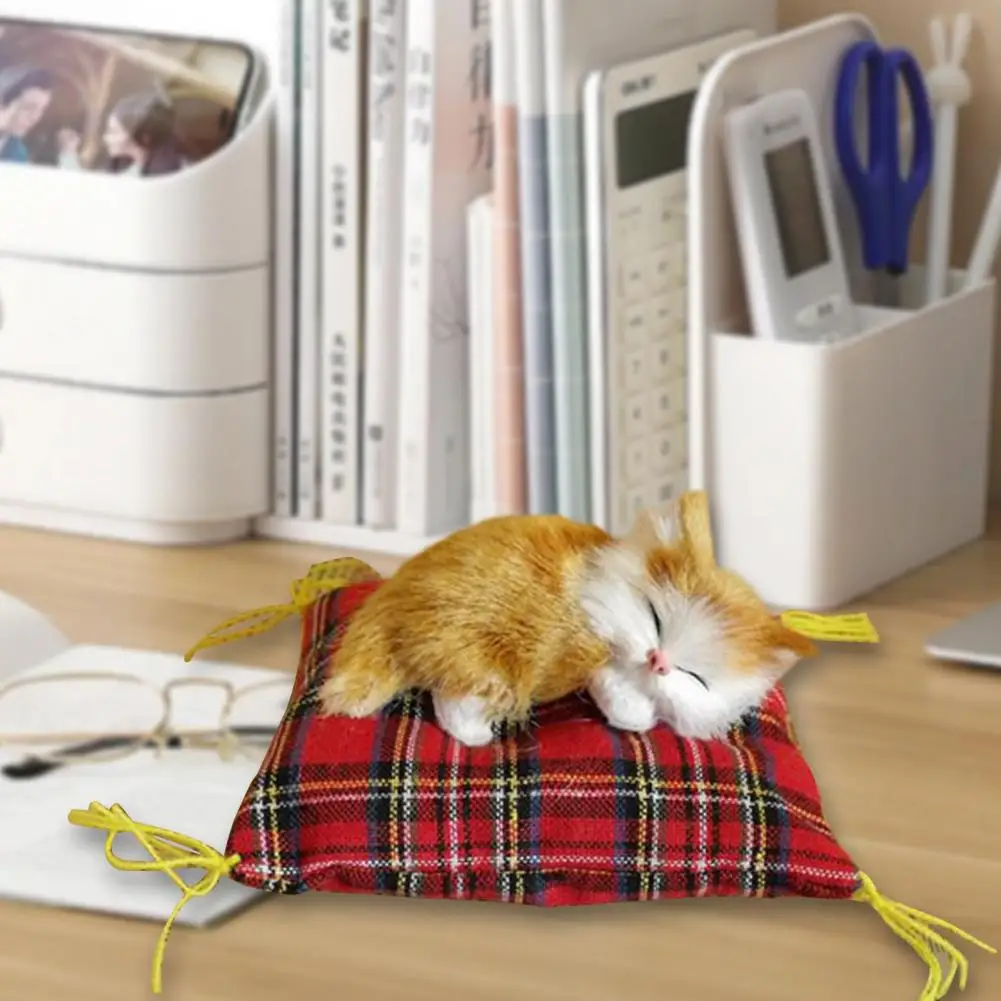 

Lovely Cat Plush Toy Cute Cozy Touch Simulation Cat Model Kitten Statue Model Desktop Decoration