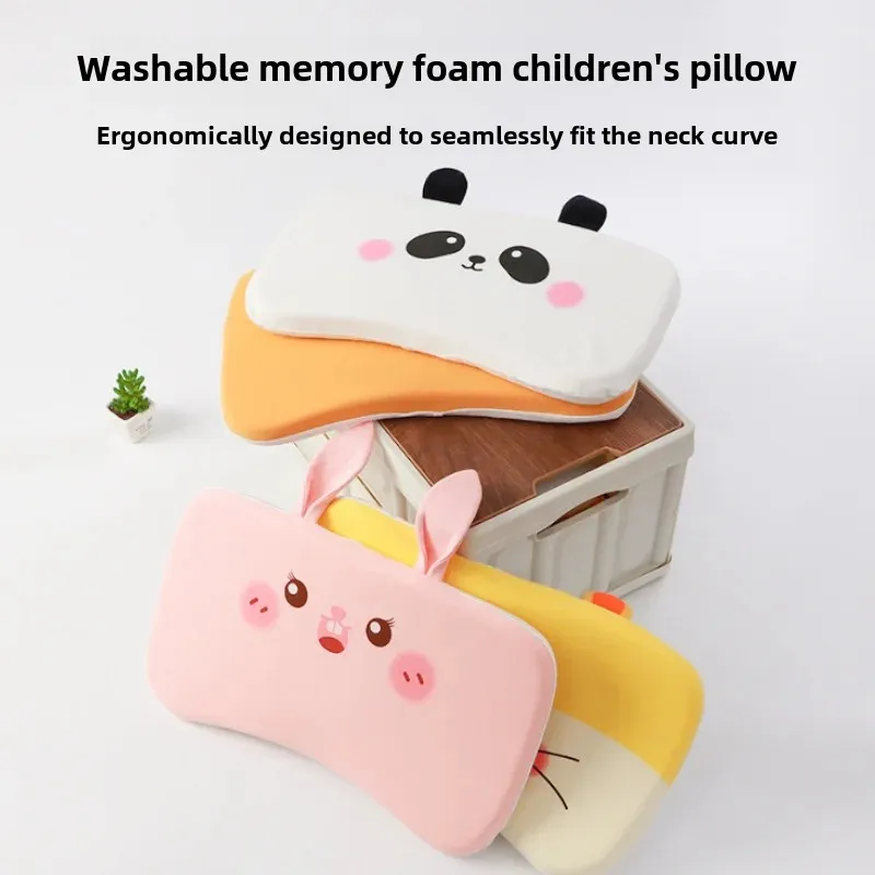 Breathable Pure Cotton Memory Foam Pillow for Toddlers And Kindergarten Kids Cartoon Design Baby Pillow Quick Recovery Shape