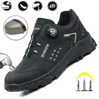 Steel Toe Safety Shoes for Men - Puncture Proof, Slip Resistant & Durable Work Boots for Construction, Outdoor Industrial Use