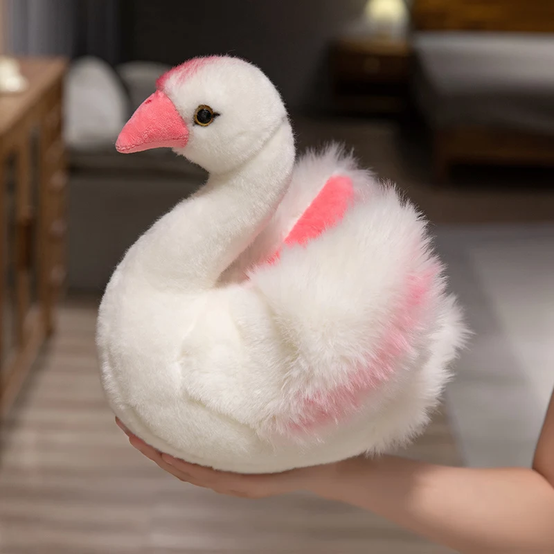 45CM Simulation Stuffed Plush Swan Toys Animals Soft Dolls Pink