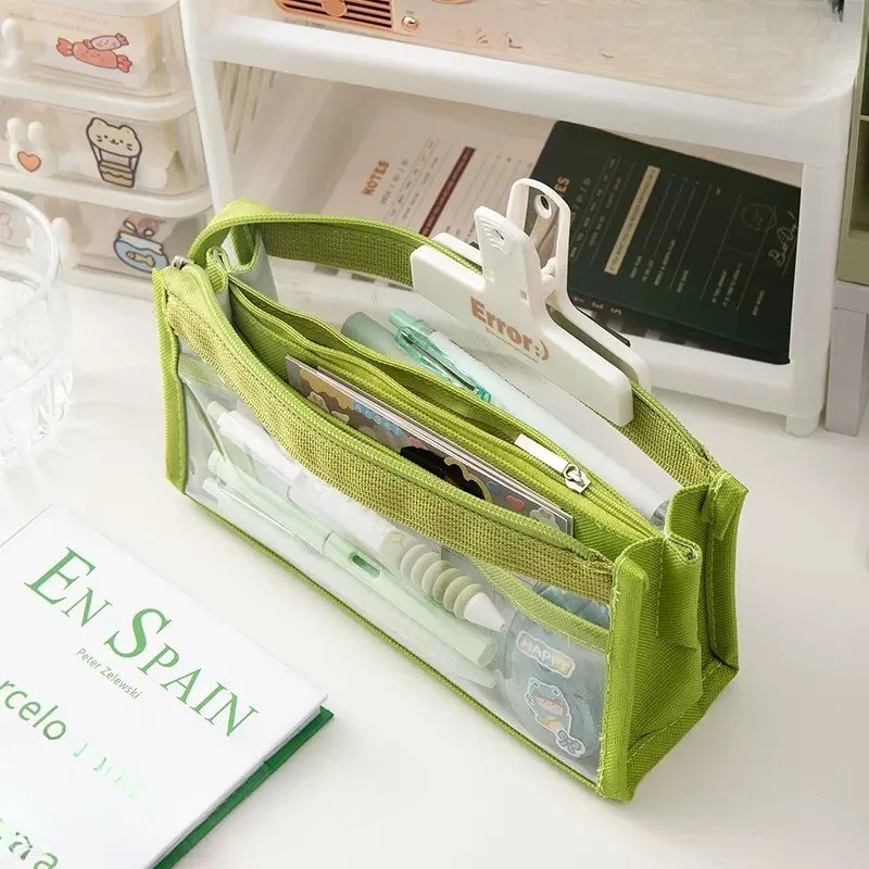 Spacious Transparent Six-Layer Pencil Case with Sleek Design