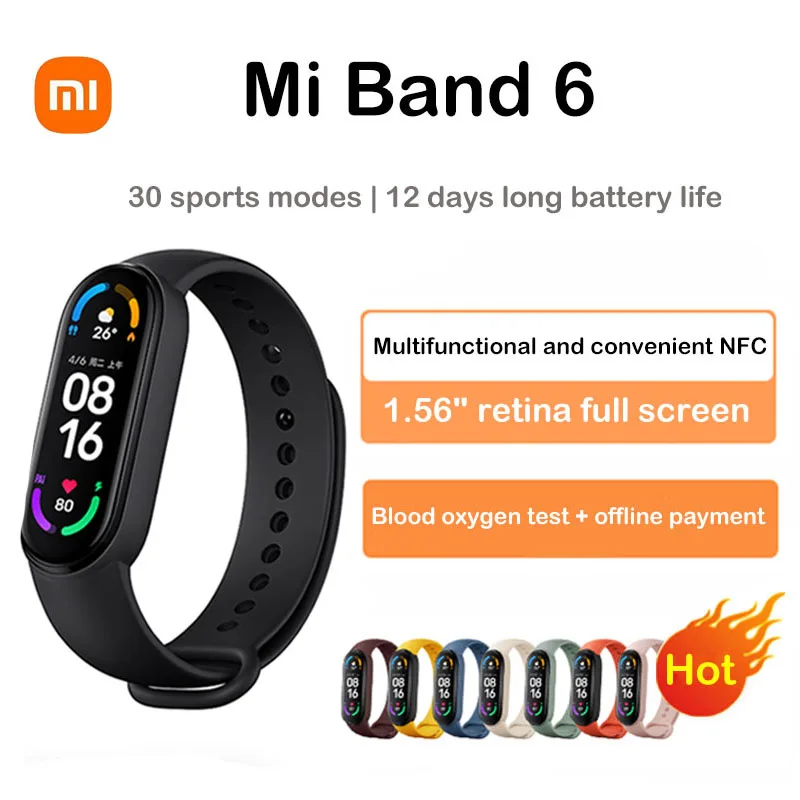 Фитнес-браслет Xiaomi Mi Band 6 водонепроницаемый шагомер трекер крови кислорода