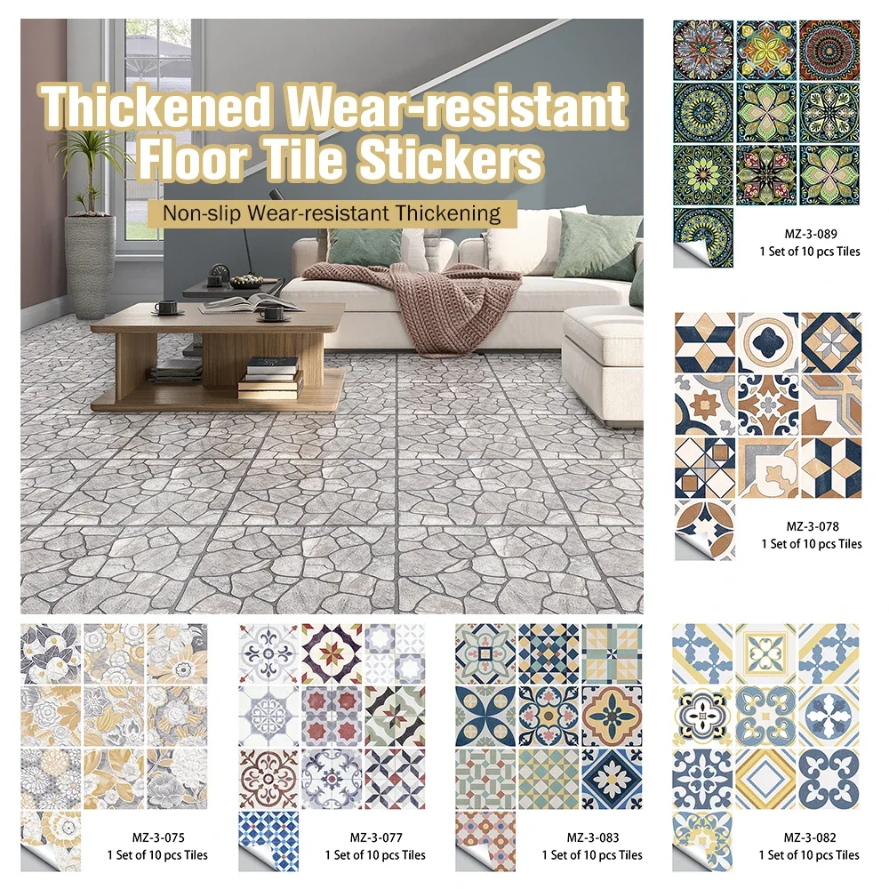 Thickened Frosted Tiles Floor Sticker Kitchen Bathroom Home Renovation Wallpaper Waterproof Non-slip Art Wall Decals 29 Styles