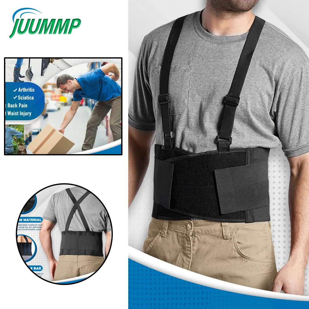 

Brace Support Belt Adjustable shoulder Working Waist Support - Medical Fitness Weightlifting Back Belt with Shoulder Straps