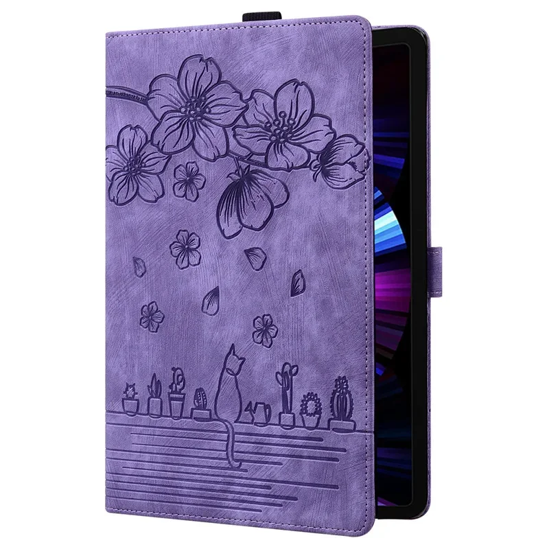 Capa Traseira para Samsung Galaxy Tab Capa para Samsung Galaxy Tab a9 Plus 11 Sm-x210 X215 X216 Cute Cat Flor em Relevo 2023 - Imagem 5