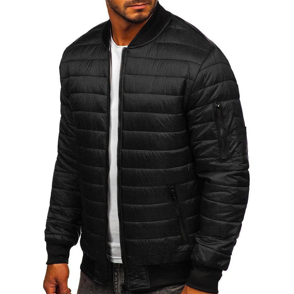 

Mens Winter Warm Stand Collar Puffer Zip Up Jacket Quilted Padded Coat Outwear Simple and Suitable for Everyday Wear