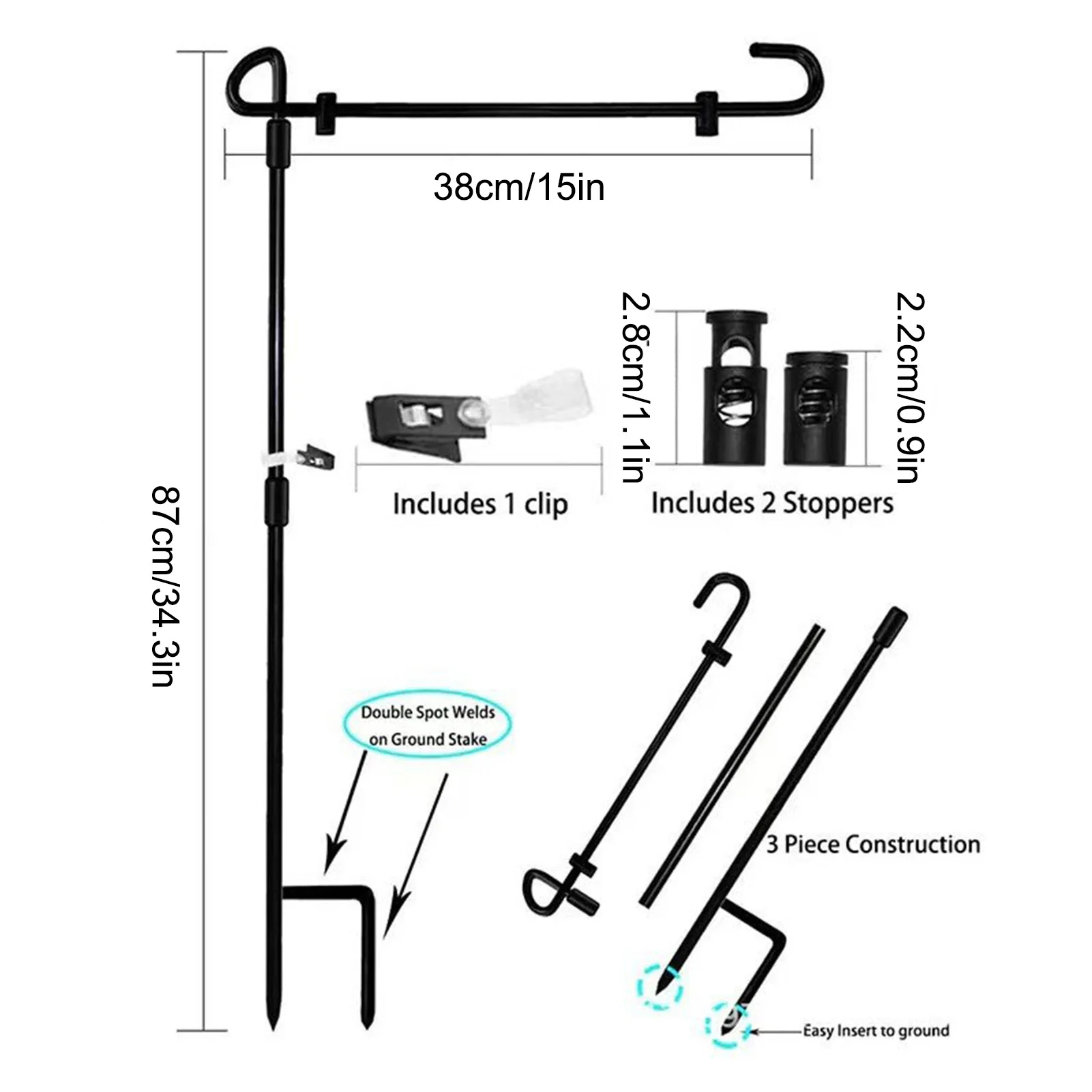 Garden Flag Stand Garden Flag Pole Holder Metal Flagpole Stable Flags Stand Black Banner Pole Stands