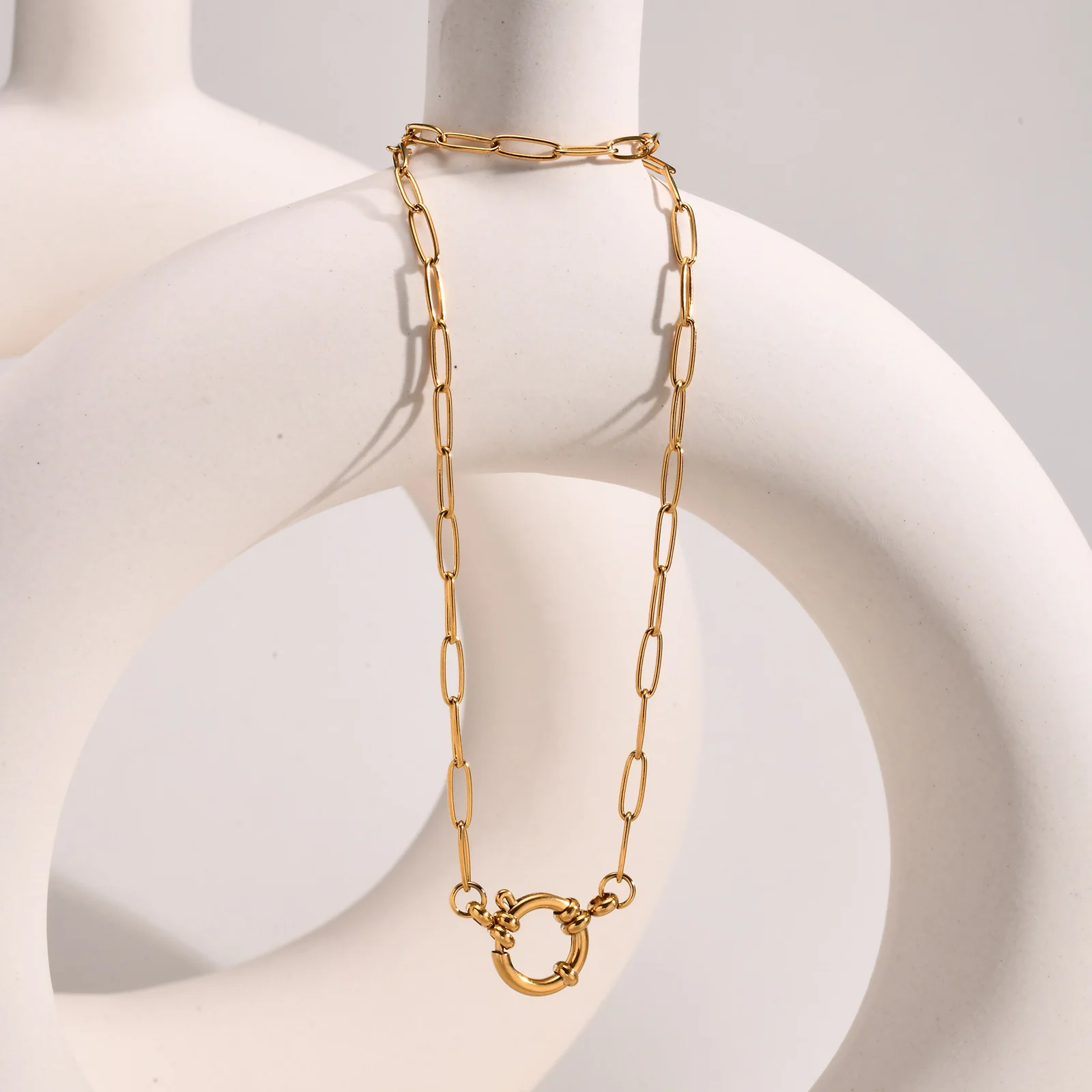 Spilla Collana A Cuore Verde Con Catena Oro – Girocollo Con Ciondolo In Cristallo E Clip Di Carta – Gioiello Regalo Per Donna - 2