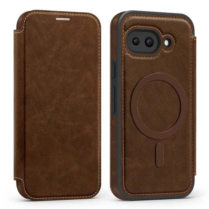 Magnetic Leather Flip Wallet Card Holder Case with Magsafe Compatibility