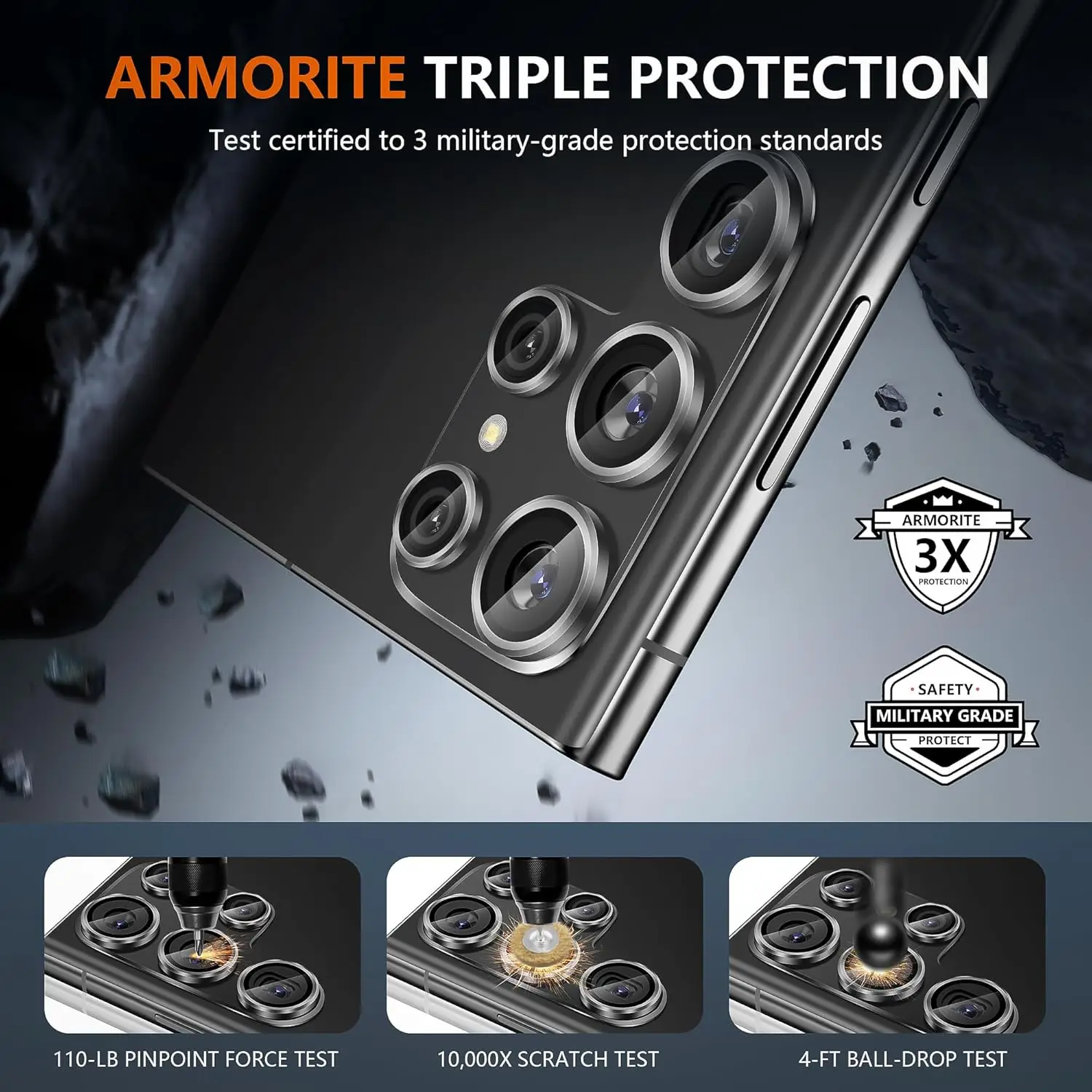 Premium Camera Lens Protector Tempered Glass with Metal Scratch Protection
