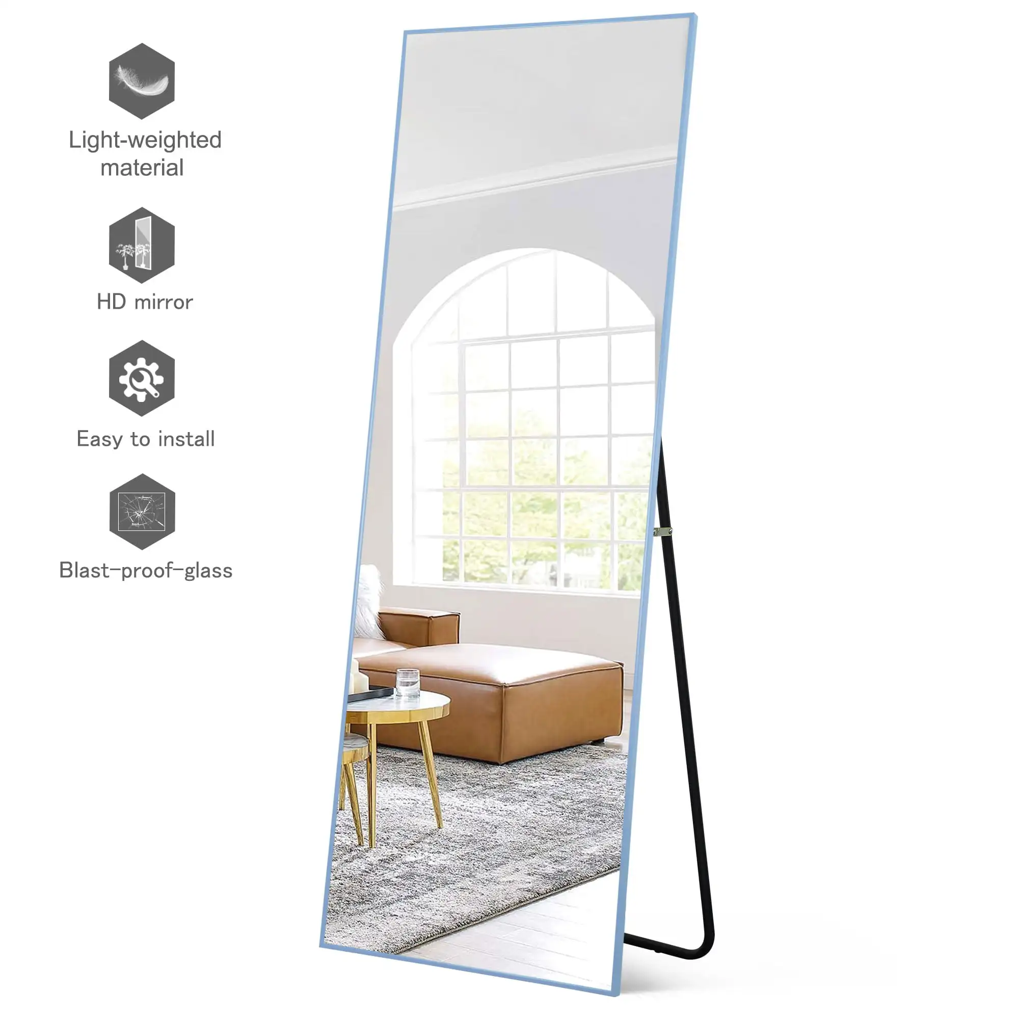NeuType Full Length Rectangular Standing Floor Mirror with Aluminum