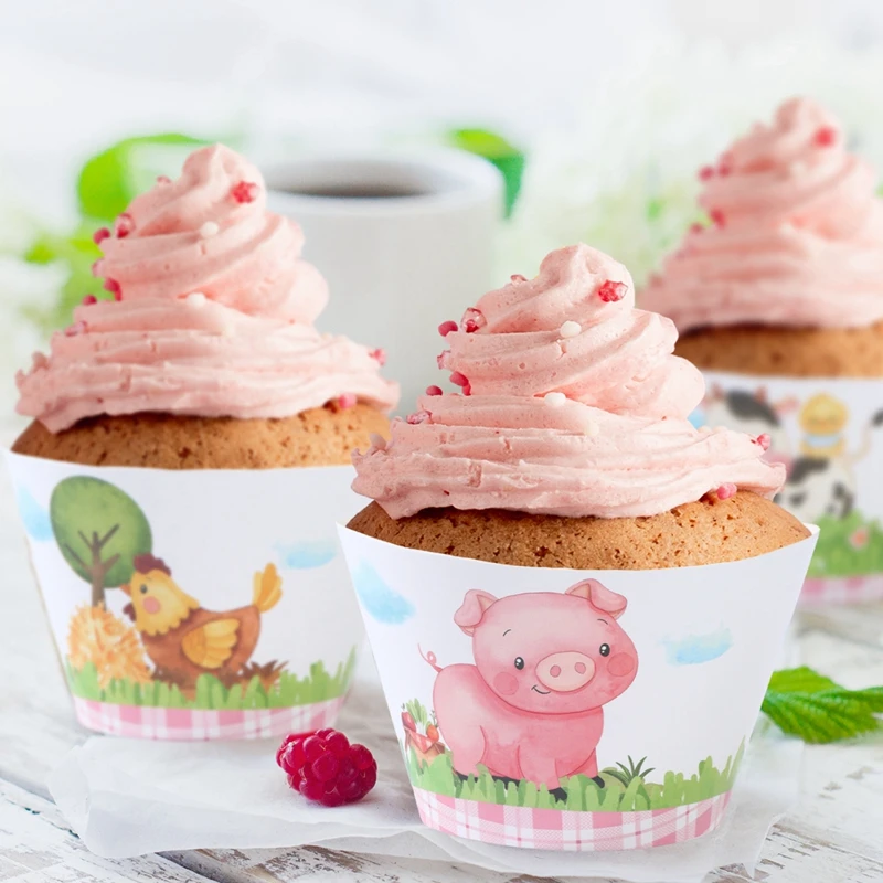 Bauernhof Thema Tier Tasse Kuchen Halter Ständer Karton Bauernhaus Bauernhof Geburtstag Party Dekor Kinder Geburtstag Baby Shower Party Supplies – Detail 4