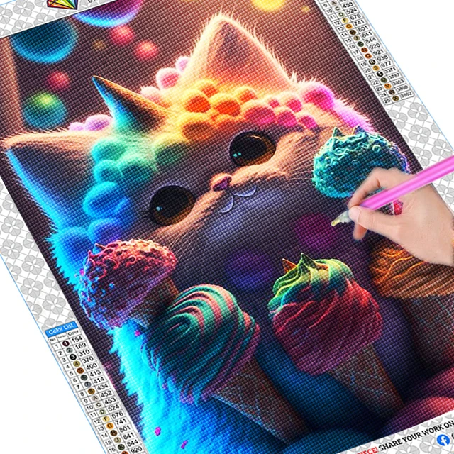 5d Diy Diamond Art Tassel Painting Cat In Fish Tank Diamond Mosaic