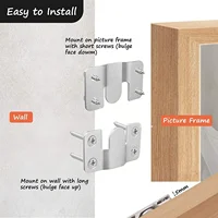 1Pair Flush Mount Brackets, Headboard Wall Fixing Brackets Wall Mount Interlocking Z Clip Hook for Pictures Mirrors Frames Hang 2