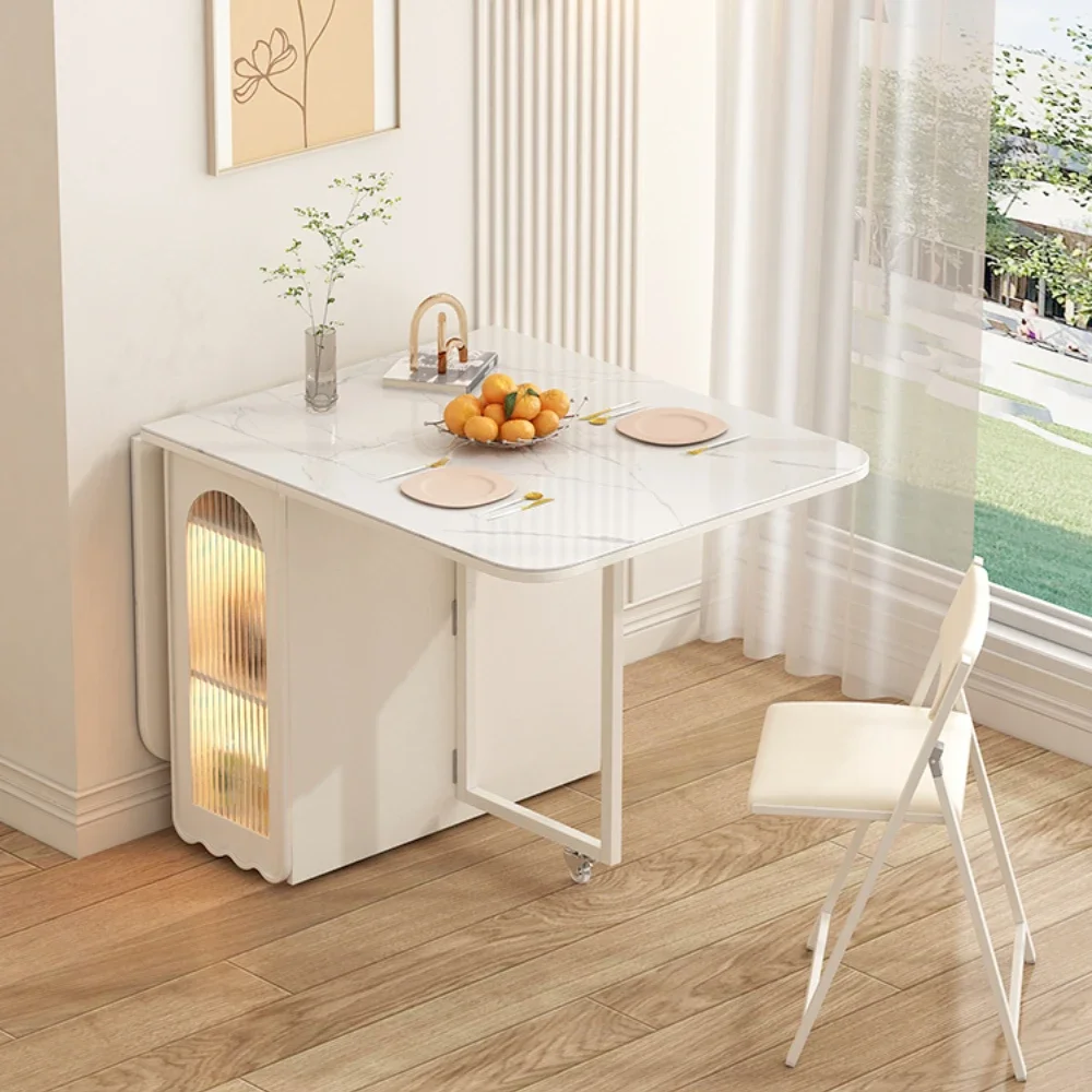 

High-End Folding Two-Person Small Dining Table Storage Cabinet Household Mobile Stretch Dining Table 1.2 M