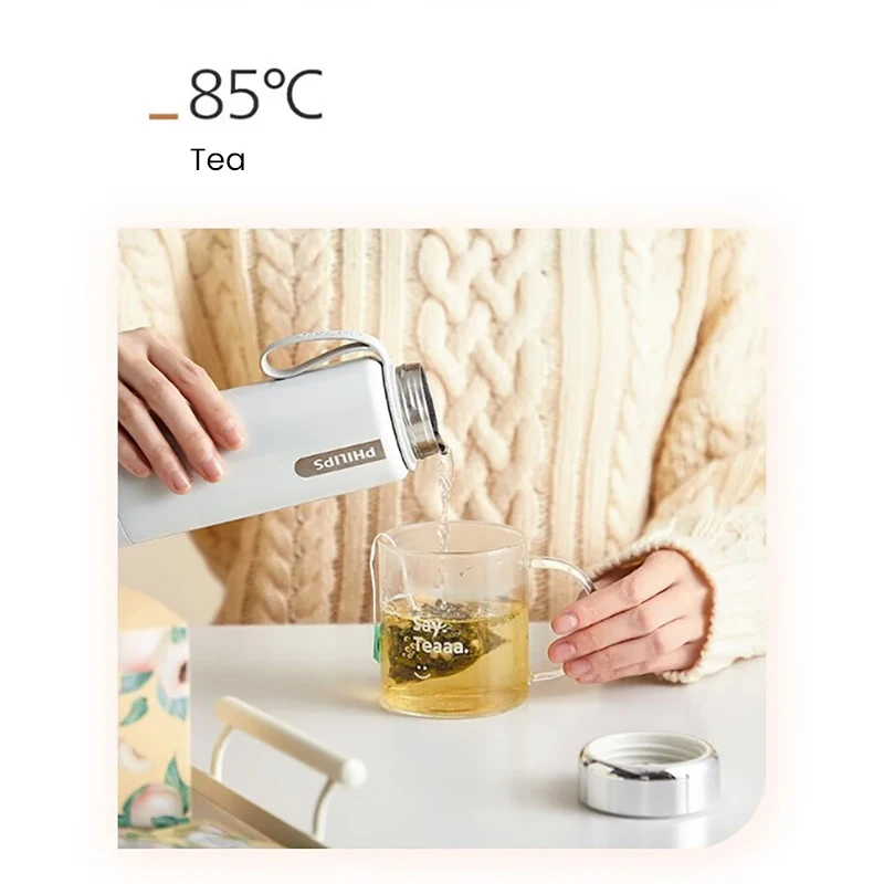 Philips 2-in-1 Electric Kettle & Vacuum Insulated Cup 350mL 4 Temp Settings SUS316 Stainless Steel Portable Travel Water Boiler