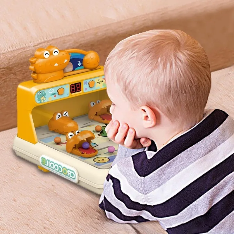 Cartoon Crocodile Table Games Pinball Shooting Machine Toys for Kids Dinosaur Themed Score Shooting Target Game with Light Music