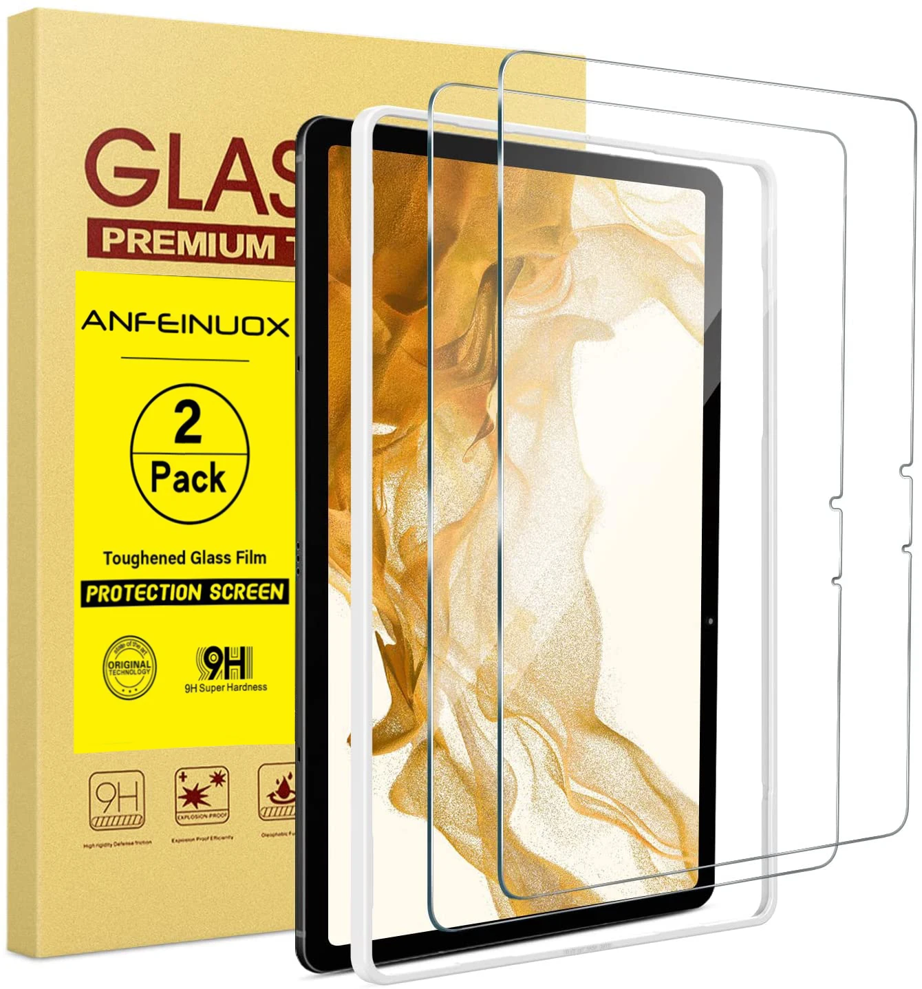 

[2 Pack] Tempered Glass For Samsung Galaxy Tab S7/S8, 2.5D Curved Edge, Crystal Clear, For S7 T870 T875 Anti Scratch 11-inch