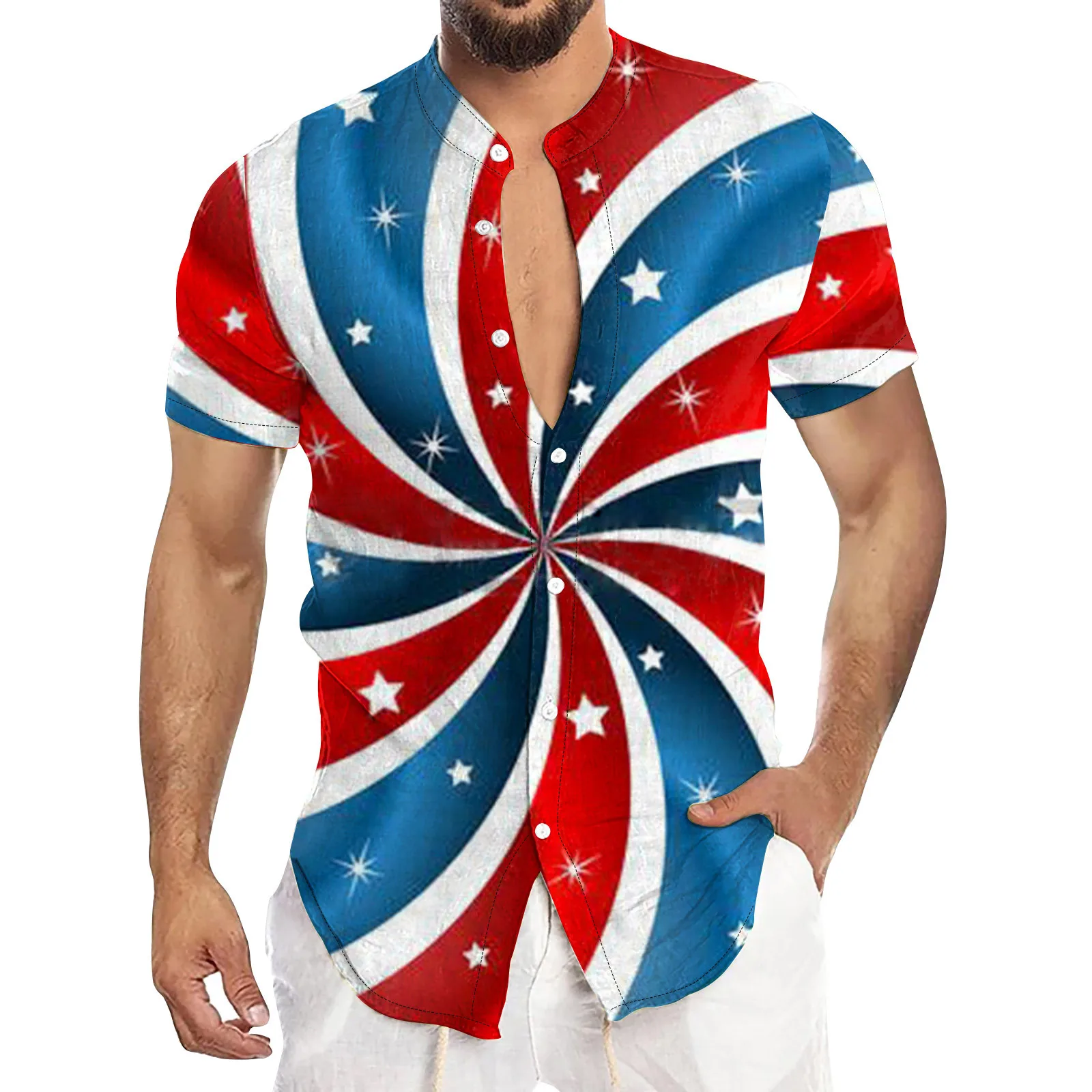 

Гавайская рубашка для мужчин, Повседневная и спортивная винтажная рубашка с коротким рукавом, пуговицами, для боулинга, для лета