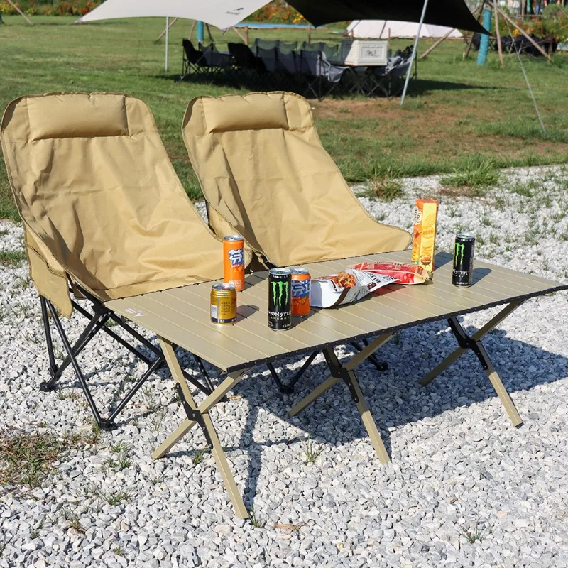 Outdoor Moon Chair, High Back, Portable Foldable Table and Chair Set, Camping, Picnicking, Stalling, Leisure Chair