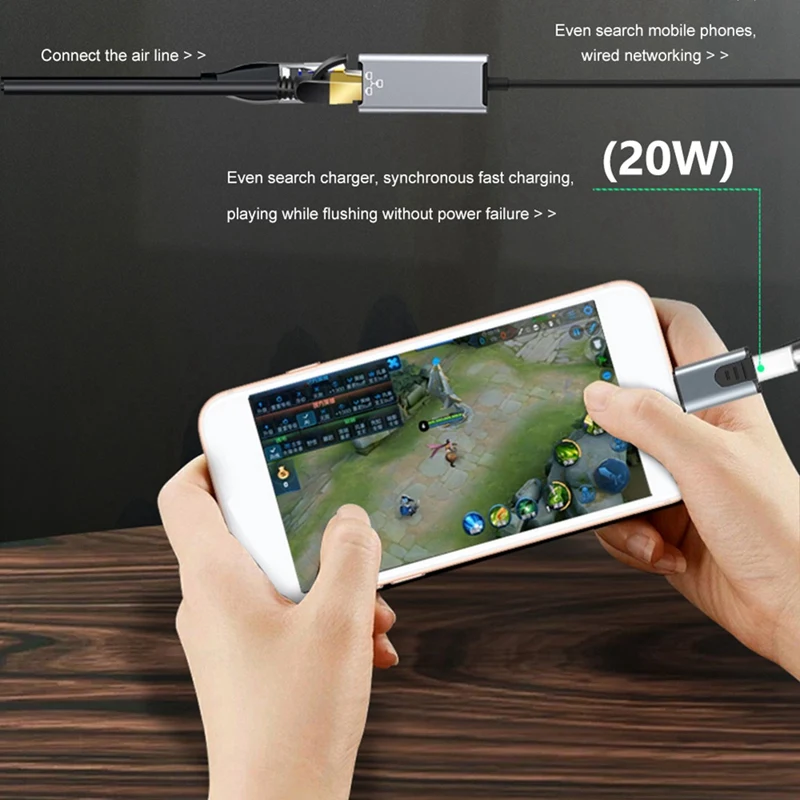 RJ45 LAN Adapter For Iphone 14 13 12 11 8 7 6 5 /Ipad/Ipod Ethernet LAN Network Adapter With Charge Port 20W rj45 lan adapter