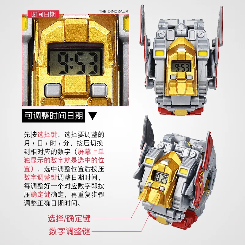Cartoons Children's watch Deformation robot 3d LED Luminous watch Children's model toy watch kids watches boys  reloj 3