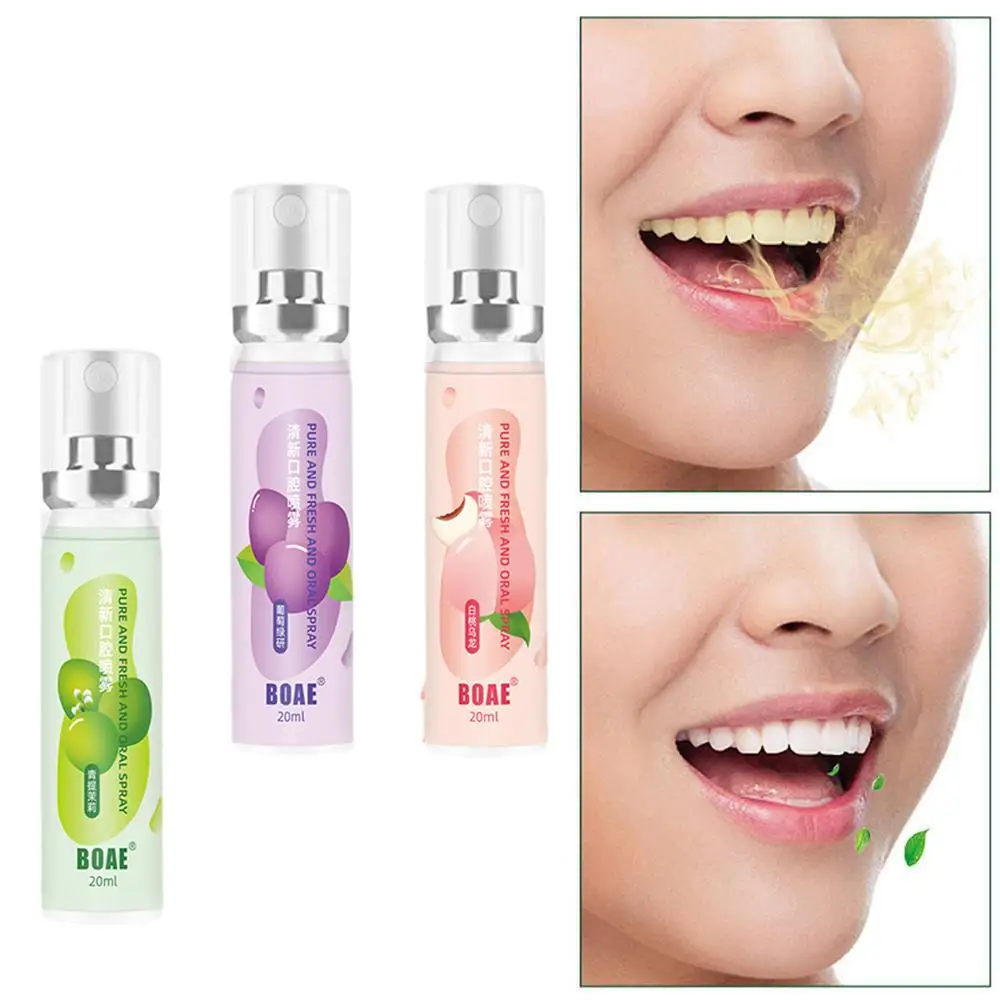 

20ml Fruit Flavor Fresh Oral Spray Grape Peach Breath Mouth Deodorant Grapes Breath Peach Remove Bad Spray Freshener Spray F2Y9