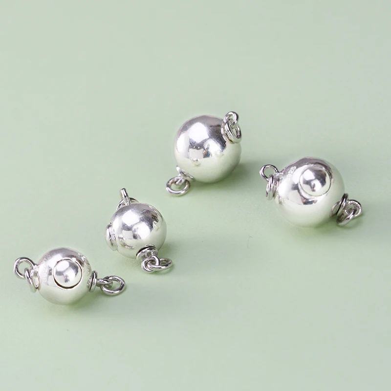 

S925 Sterling Silver Button Accessories Glossy and Simple Spring Fastener Handmade DIY Ingredients Semi-Finished Button