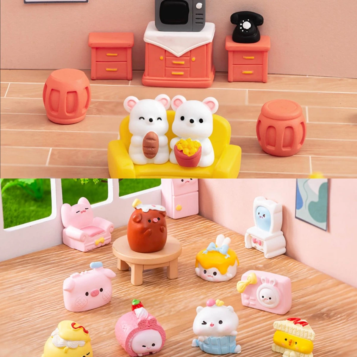 

100 Kawaii 3D Смола Имитация мультяшных животных мебель DIY домашняя Искусственная елка Аксессуары для кукольного домика