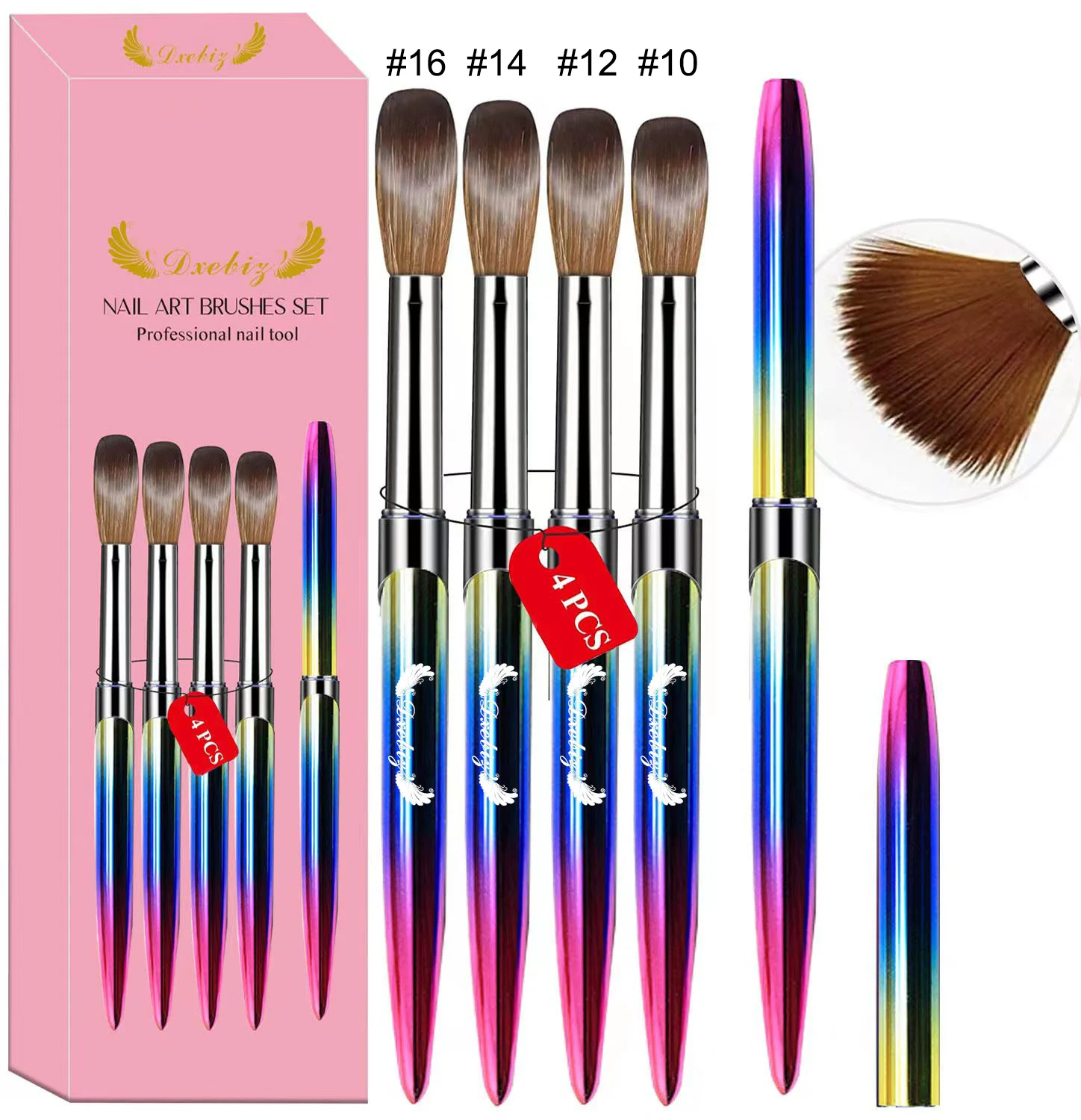 5pcs Kolinsky Acrylic Nail Brush Set Size 6/8/10/12/14 for Acrylic Powder Application Brushes Art Extension Carving Salon Home 3