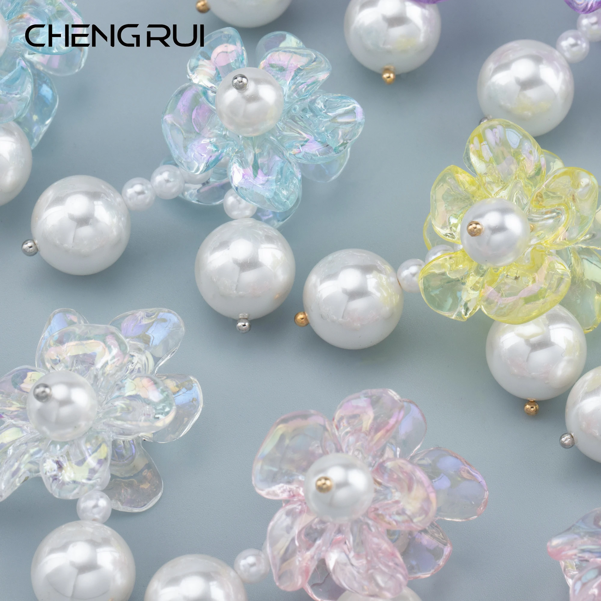 

CHENGRUI MA44, ювелирные аксессуары, позолота 18k, родиевое покрытие, пластиковый жемчуг, корейский дизайн, цветочные серьги, ручная работа, 6 шт./лот