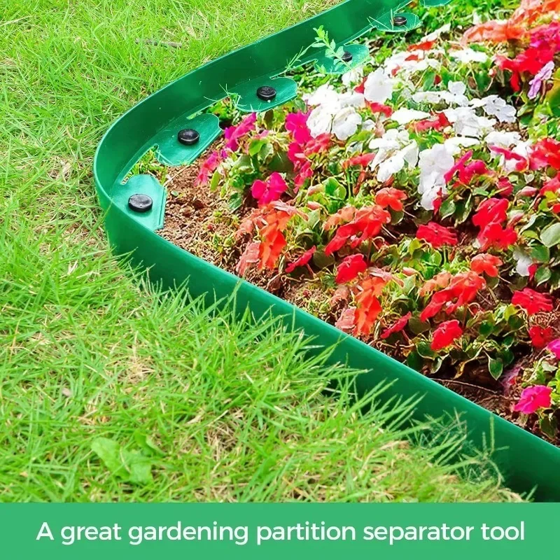 10M Flexible PVC Garden Edging With 30 Spiked Anchors Heavy Duty Lawn Border Kit Weather Resistant Landscape Tool_voghion.com