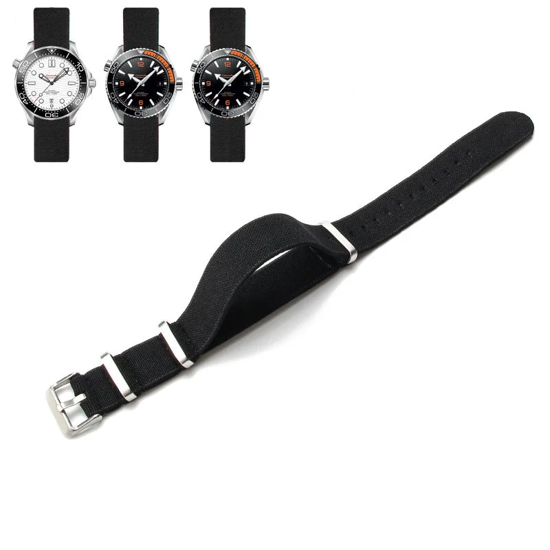 Premium NATO Nylon Watch Band - Black & Green, Sweat-Absorbent and Woven Design