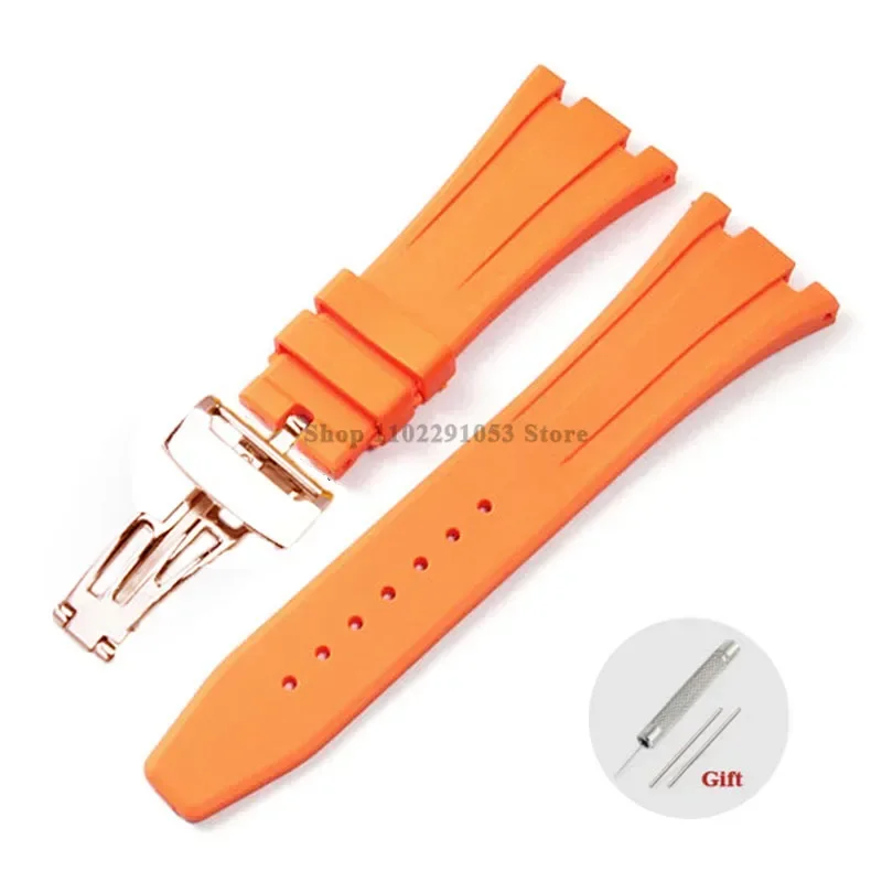 Premium 27mm Waterproof Rubber Watch Strap with Solid Butterfly Buckle