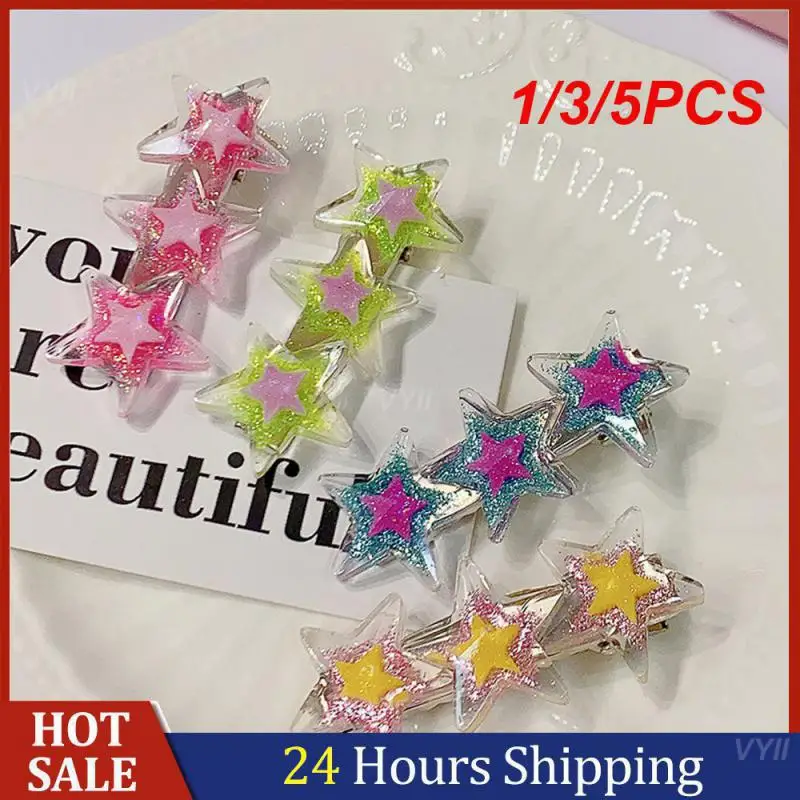 

1/3/5PCS Duckbill Clip Attractive And Durable Approximately 5.5 * 2.5cm Fine Sparkle Star Hair Clip Clothing Accessories