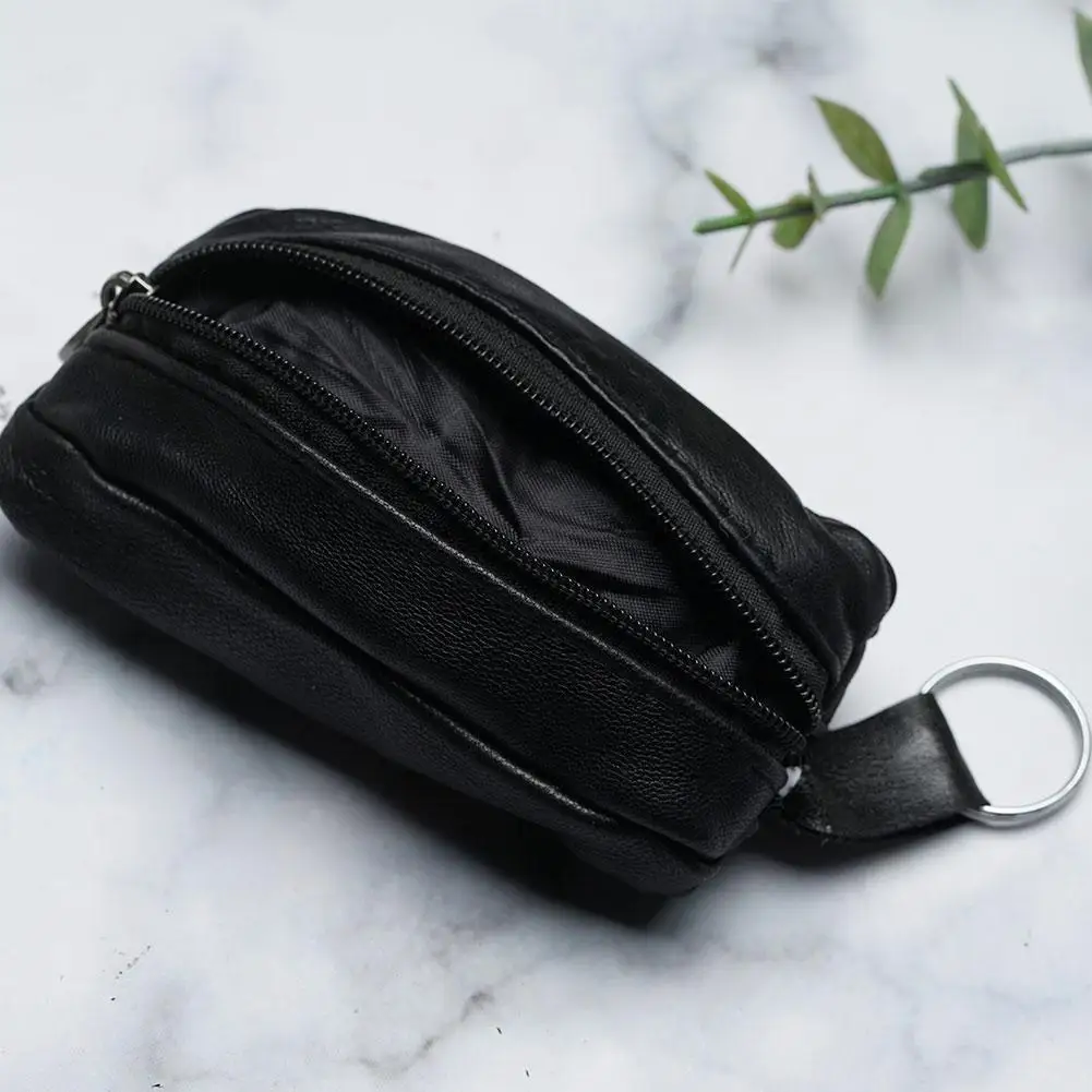 Genuine Leather Keychain Change Bag For Men Women Fashion Clutch Key Holder Organizer Mini Coin Purse Coin Change Storage Bag change bag