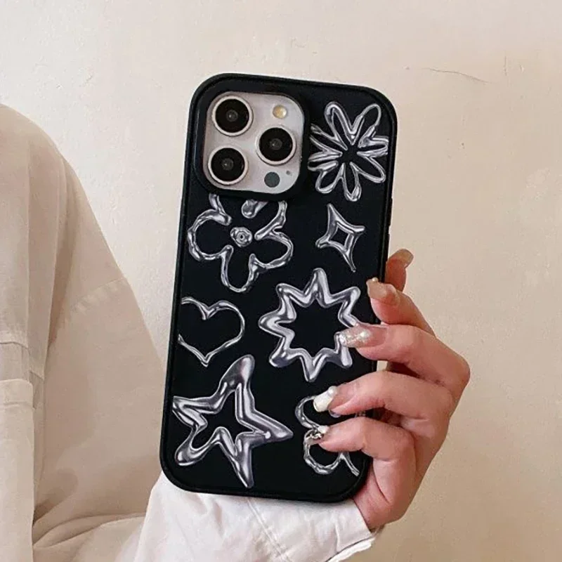 MagSafe Black Frosted Korean Museum Flower iPhone 13 14 15 Pro Max Case - Protective iPhone Case