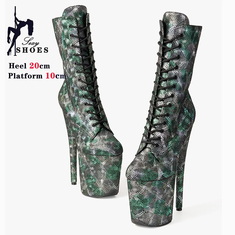 Gingham 20CM/8inches Women Pole Dancing Boots High Heel Round Toe Platform Lady Modern Ankle Boots Mix Color Spring Autumn Shoes