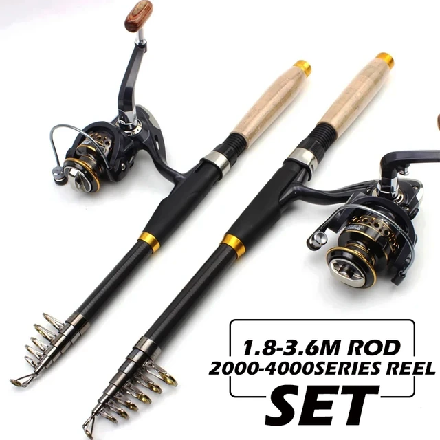 Portable Spinning Fishing Rod and Reel Combo 1.8M Telescopic Rod with  Fishign Reel Full Fishing Kit with Fishing Line Carry Bag - AliExpress