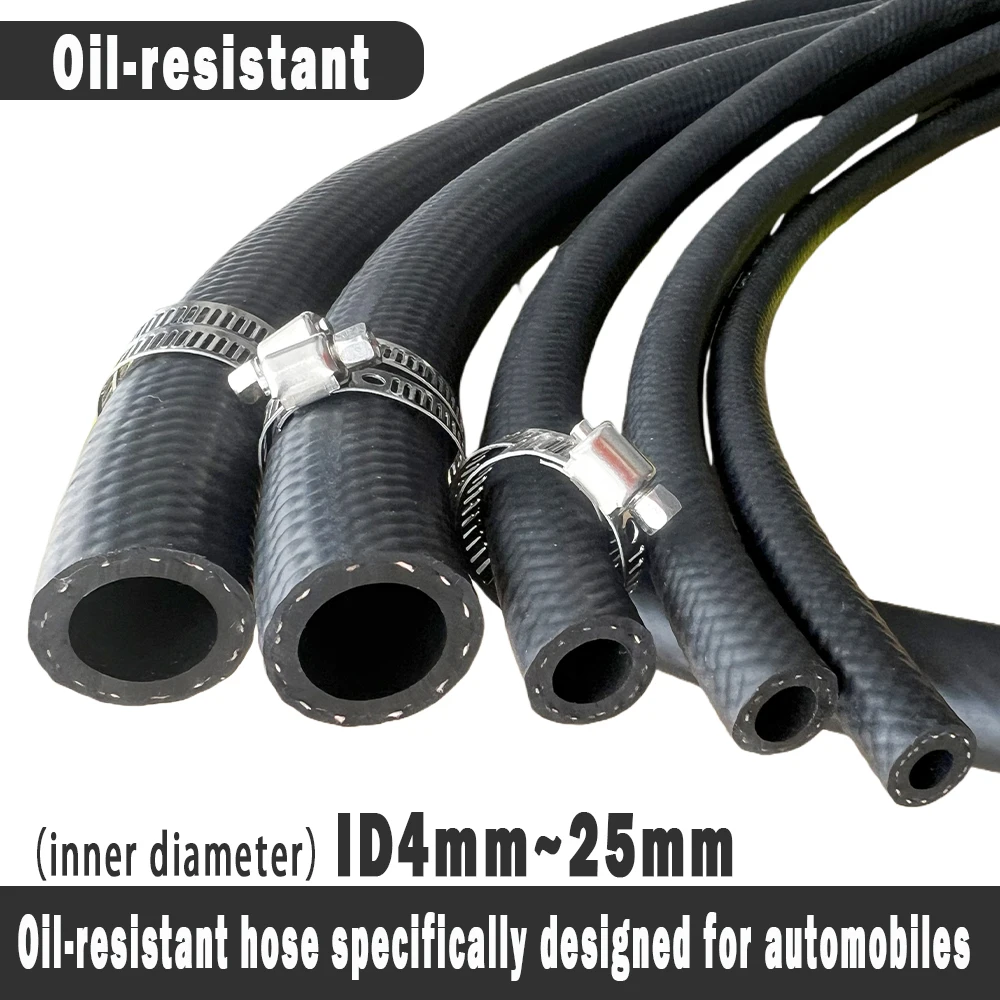 สายยางน้ำมันเชื้อเพลิงสำหรับรถยนต์ รถจักรยานยนต์ รถบรรทุก รถตู้  ทำจากวัสดุ NBR ทนน้ำมัน ใช้สำหรับน้ำมันดีเซล สายสุญญากาศ ขนาดเส้นผ่านศูนย์กลางภายใน 4 5 6 8 10 12 14 16 19 20 22 25 มม. ท่อน้ำมัน 1