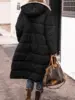 Winter Hooded Quilted Jacket For Women Solid Reversible Long Sleeve Thick Coat Warm Fashion Long Outerwear Casual Puffer Coats 2