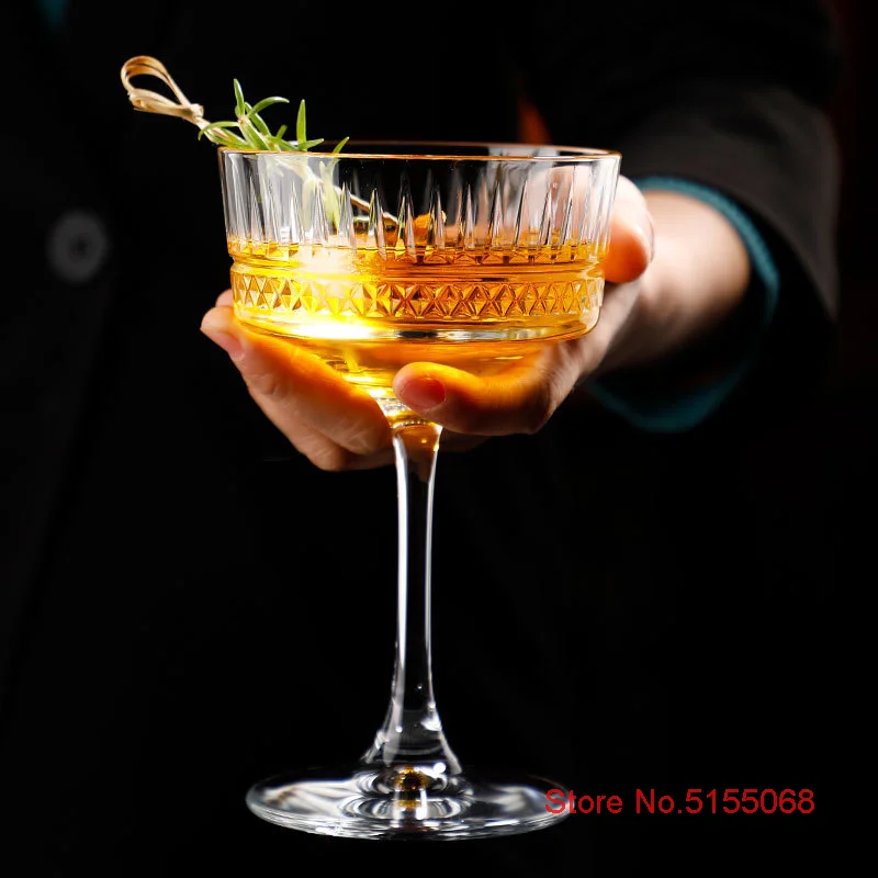 Pasabahce Original Classic Carved Cocktail Cup Crystal Martini Glass Party Wedding Champagne Coupes Ice Cream Mug Dessert Goblet