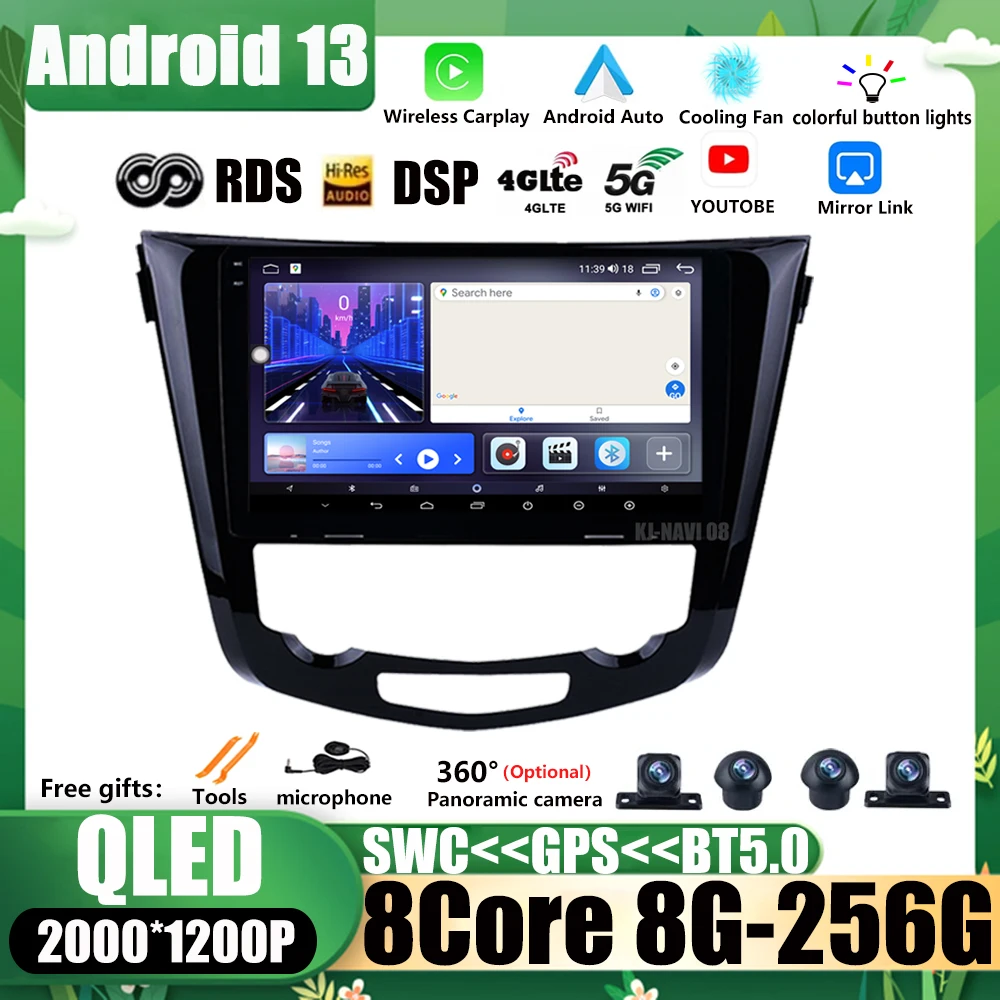 

Автомагнитола для Nissan X-Trail xtrail 3 T32 2013-2022, 10,1 дюйма, Android 13, DSP, беспроводная, Carplay, автомобильное мультимедийное видео