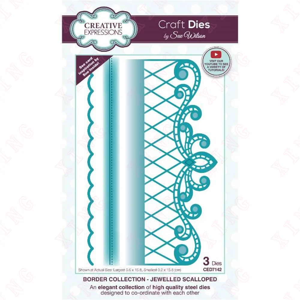 

2022 Christmas Arrival New Metal Cutting Dies Scrapbook Decoration Embossing Molds Diy Craft Jewelled Scalloped Border Templates