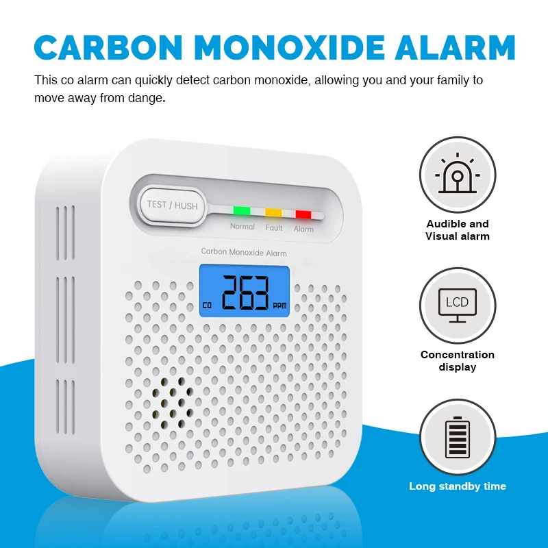 Carbon Monoxide Detection Alarm Mini Car Home Lcd Display Co Alarm