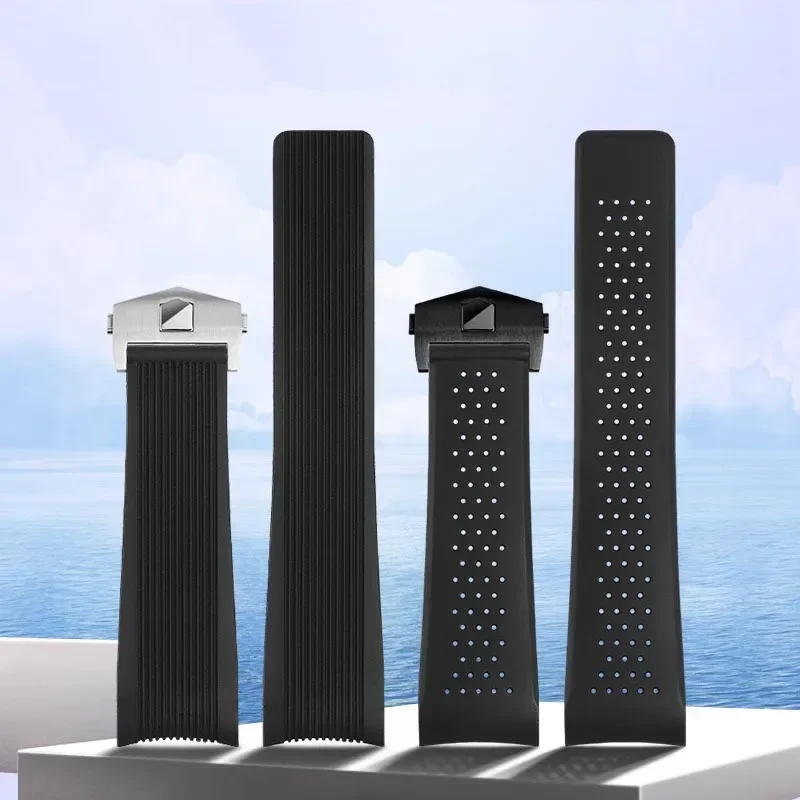 Premium Waterproof Sport Strap - Soft Silicone Natural Rubber Watchband, 22mm/24mm