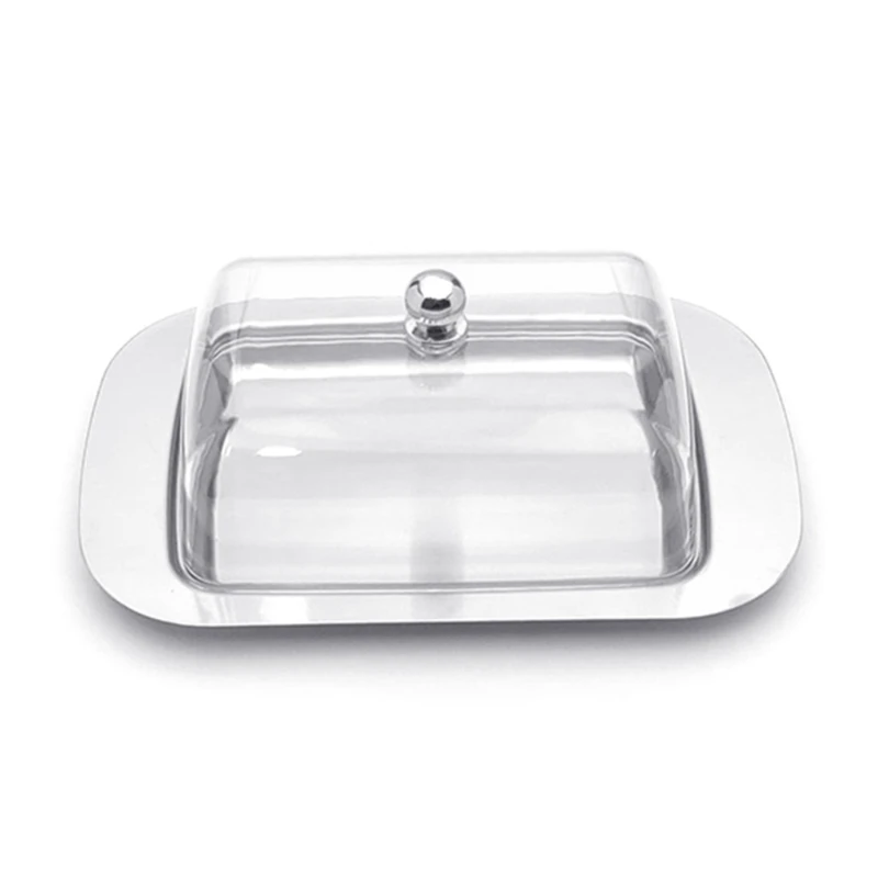 Airtight Butter Dish with Plastic Lid Stainlesss Steel Butter Container for Countertop and Fridge Butters Storage Tray