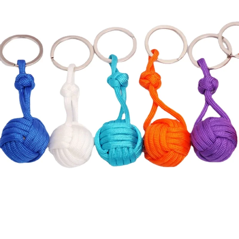 

Military Parachute Woven Rope Ball Keychain Paracord Lanyard Key Ring Monkey Fist Key Chains Outdoors Survival