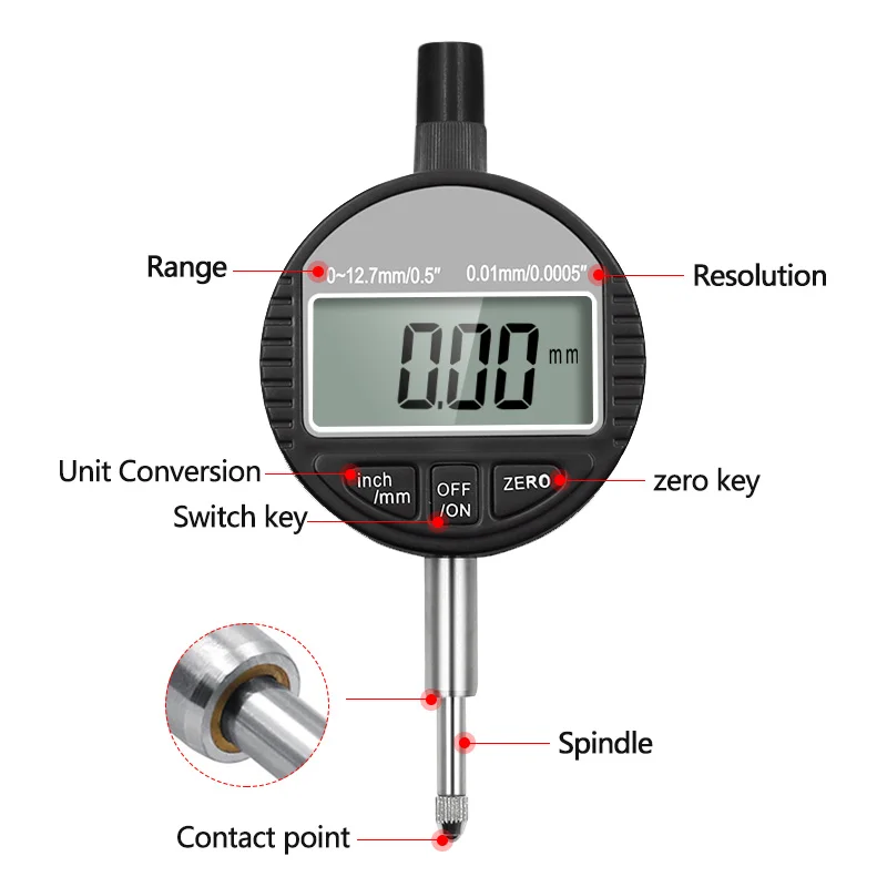 Electronic Micrometer 0.001mm/0.01mm 0.00005" Digital Metric/Inch Range 0-12.7mm/0.5" Dial Indicator Gauge dial indicator gauge dial indicator